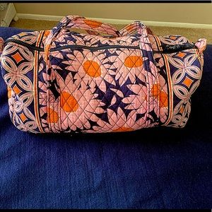 Vera Bradley Medium Duffel Bag Navy, Pink, and Orange Floral Print